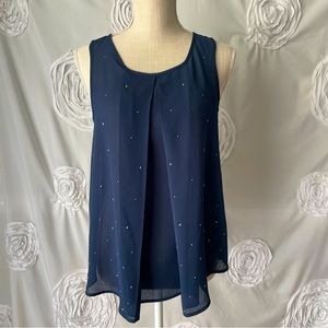 Juicy Couture pleated woven tank, regal navy blue, S